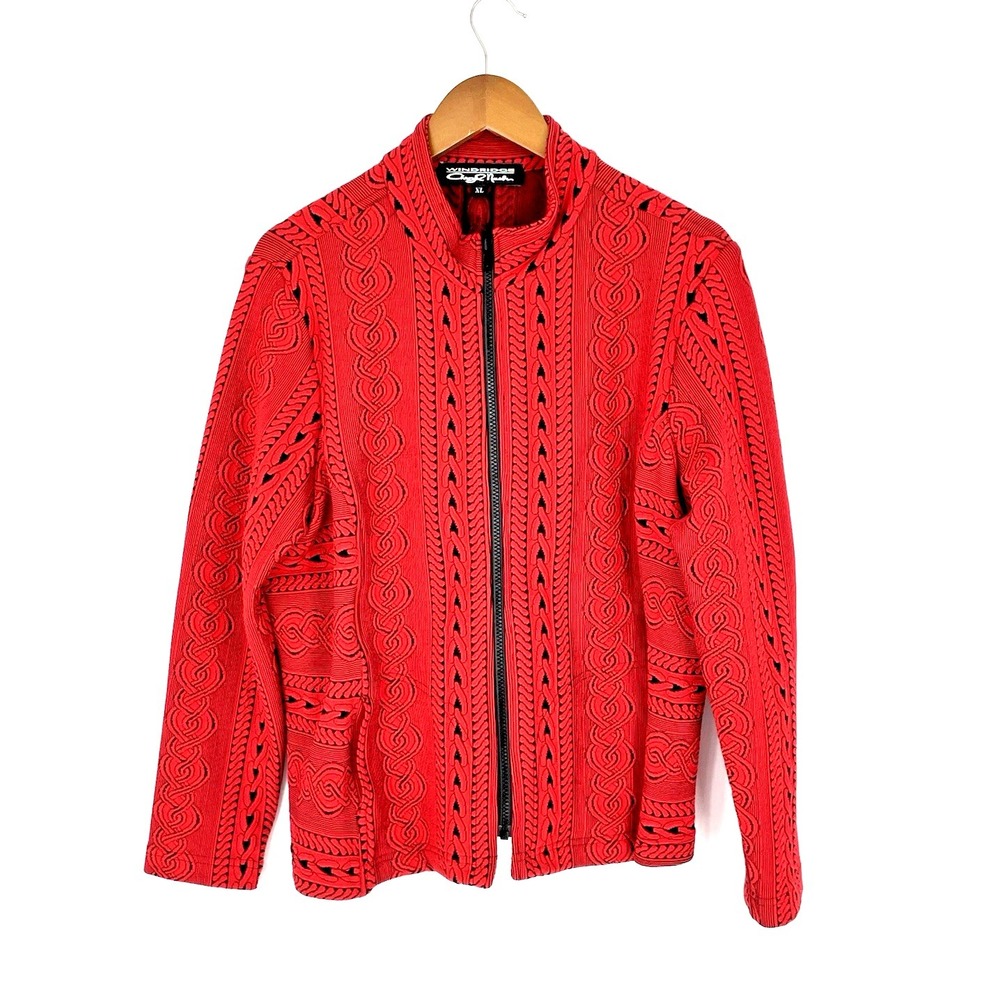 Windridge Cheryl Nash Womens XL Full Zip Jacket Red and Black Pockets